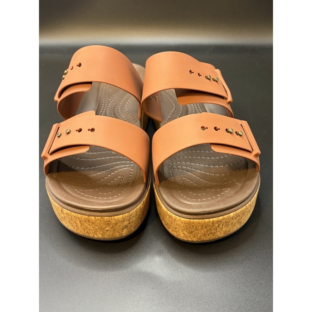 Crocs Brooklyn Cork Strappy Buckle Literide Beach VacayBrown/Rust Women's Size 8 - Picture 3 of 9